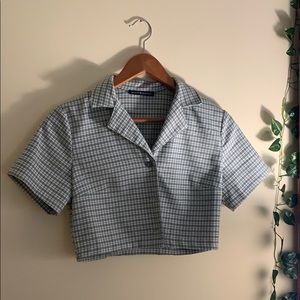 Cute cropped plaid button up from brandy Melville